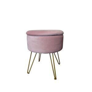 Pink Velour Storage Ottoman